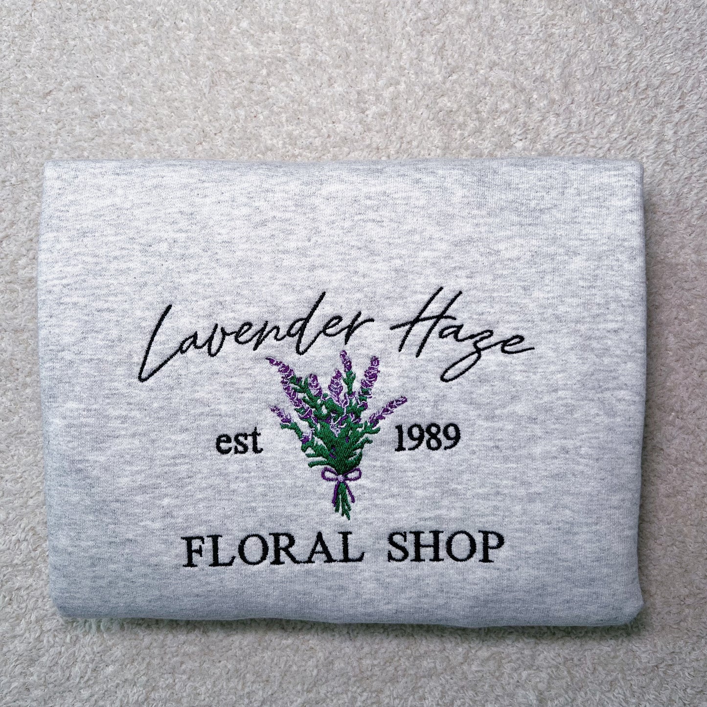 Lavender Haze Flower Shop Embroidered Sweatshirt