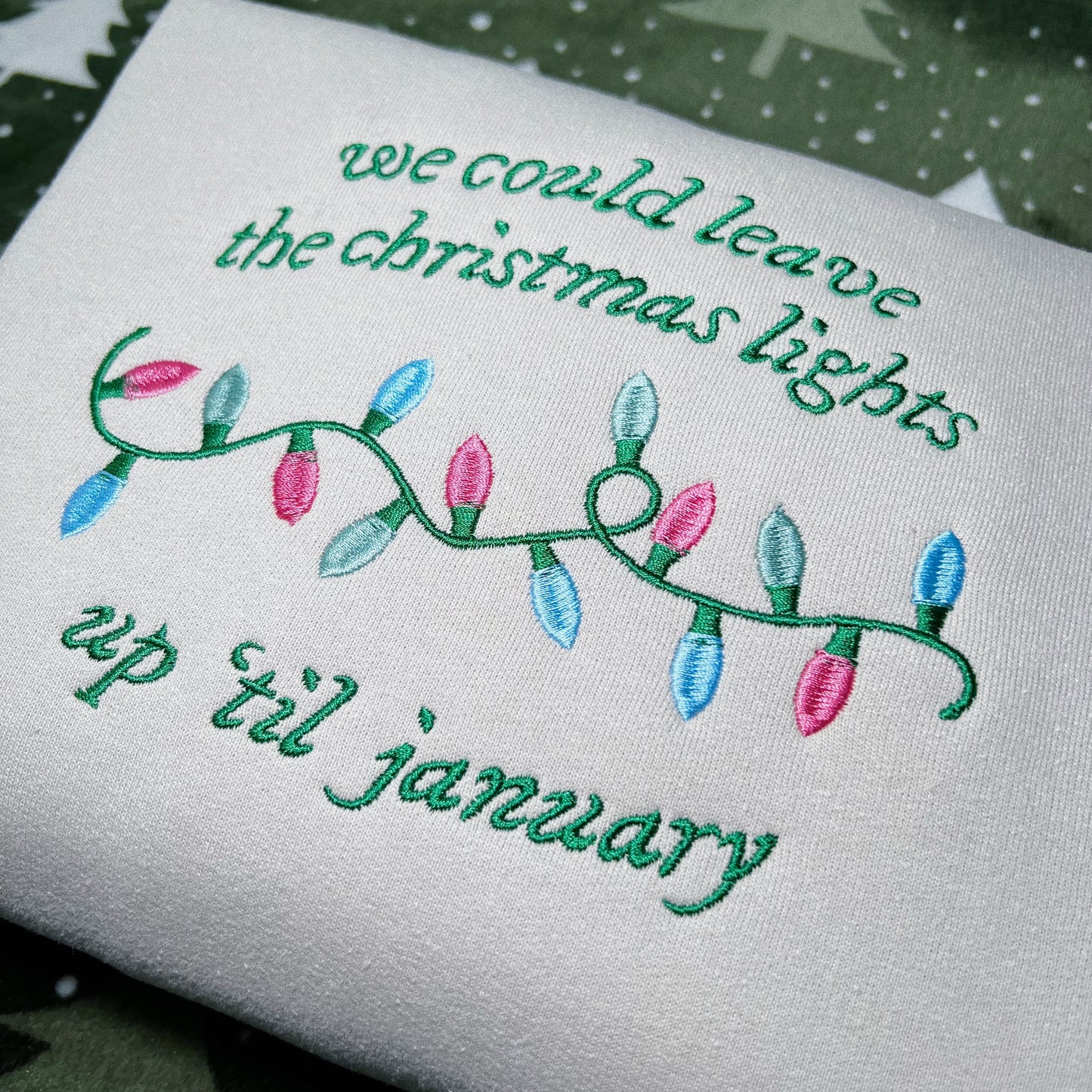 Christmas Lights Embroidered Christmas Sweatshirt