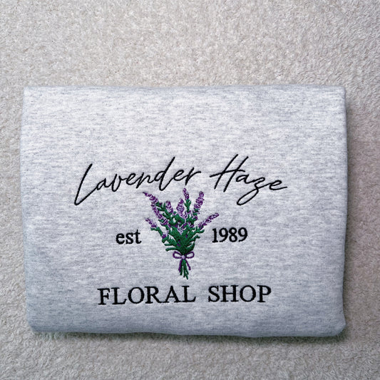 Lavender Haze Flower Shop Embroidered Sweatshirt