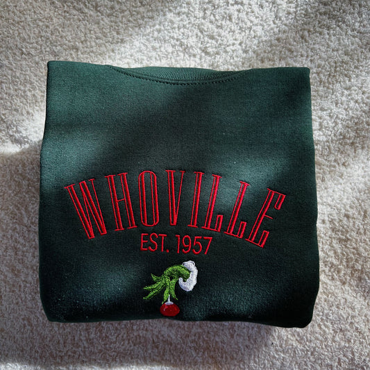 Whoville Embroidered Christmas Sweatshirt