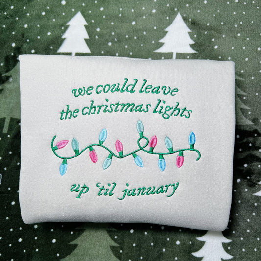 Christmas Lights Embroidered Christmas Sweatshirt