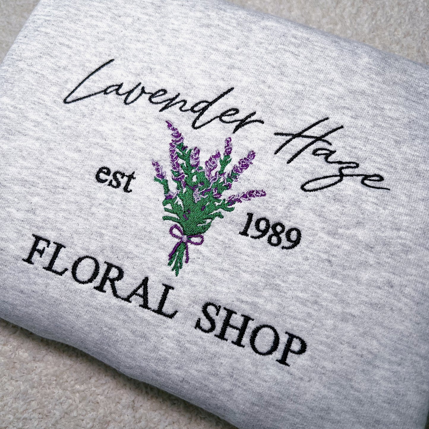 Lavender Haze Flower Shop Embroidered Sweatshirt